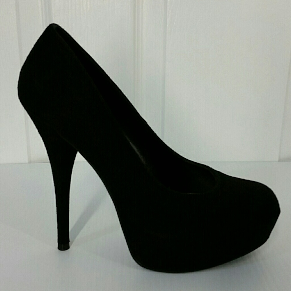 Black seude platform stiletto heels